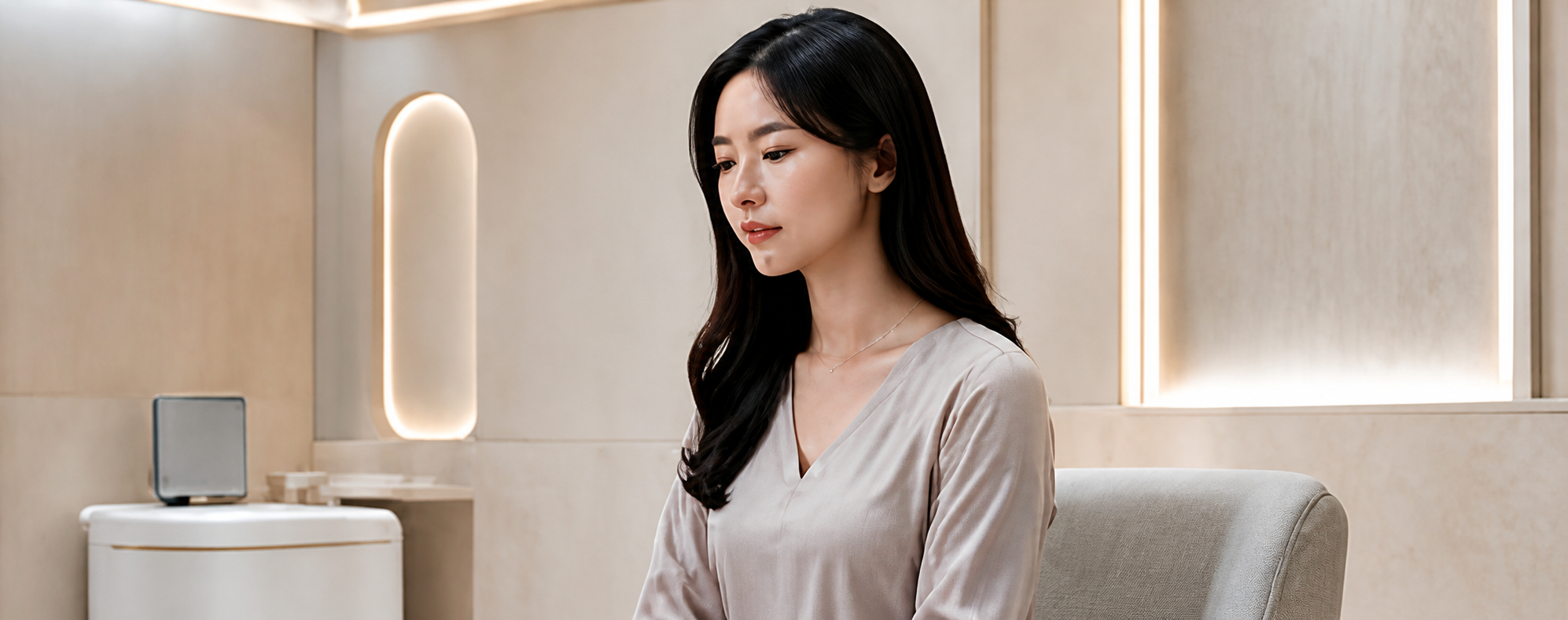 Woman in a private clinical consultation