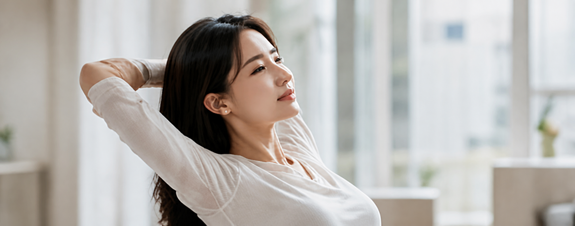 Woman enjoying a calm wellness experience